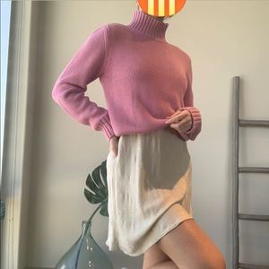 Pink cable knit turtleneck